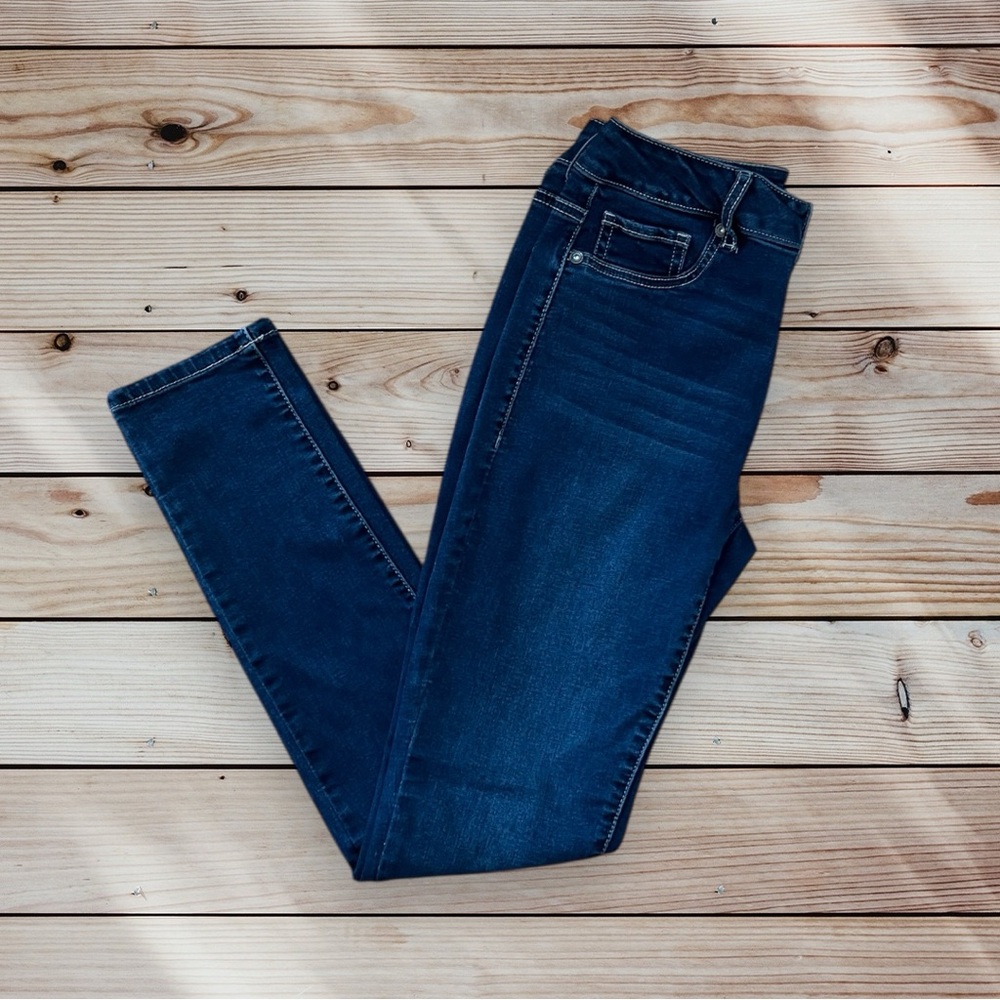 Maurices Women's Dark Blue Stretch Skinny Straight Jeans High Rise